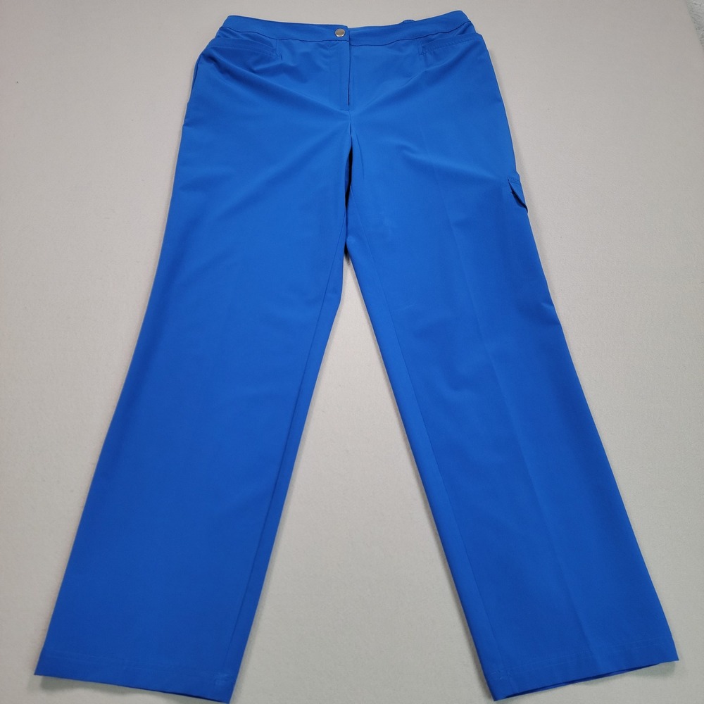 Chicos Weekends Blue Straight Leg Cargo Pants Size 1 Regular Women Elastic Waist